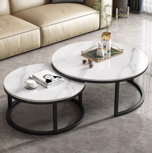 Gloria Luxurious Sinterted Stone Coffee Table Set - Gloss White