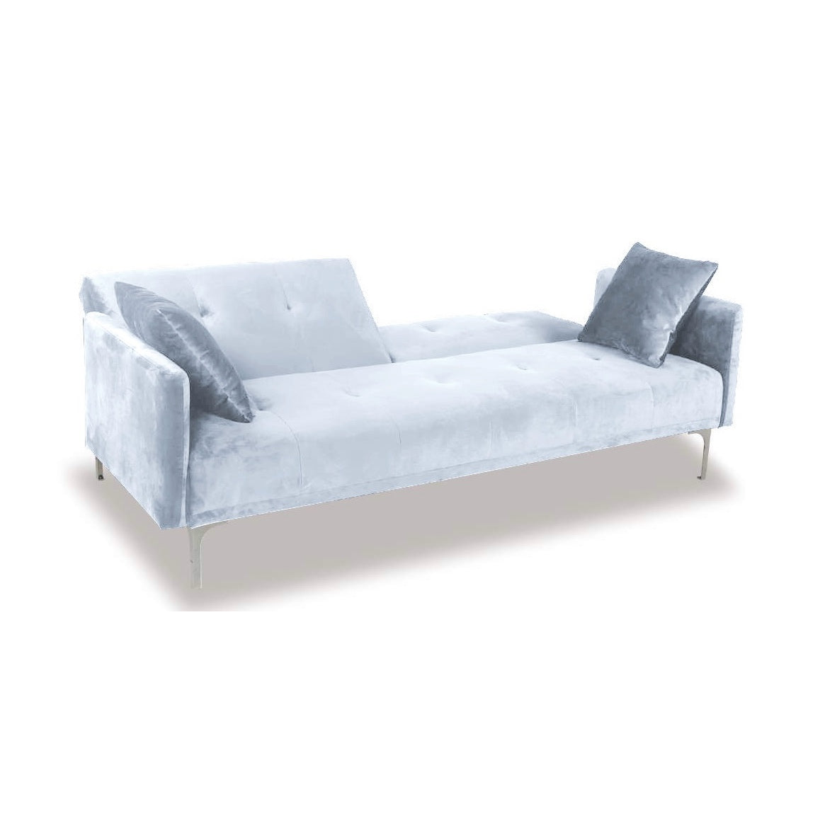 Hollis Versatile Baby Blue Velvet Sofa Bed Corki Furniture