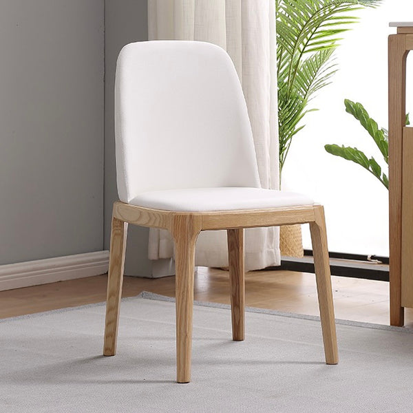 Chuck Luxe PU Leather and Solid Wood Dining Chair - White