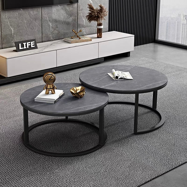 Gloria Luxurious Sinterted Stone Coffee Table Set - Matte Black