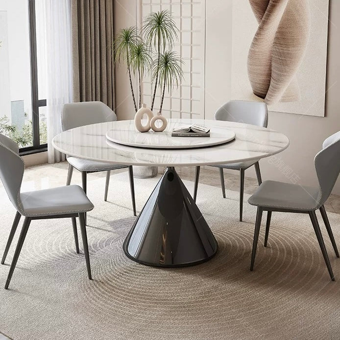 Fiora White Conical Base Sintered Stone Dining Table