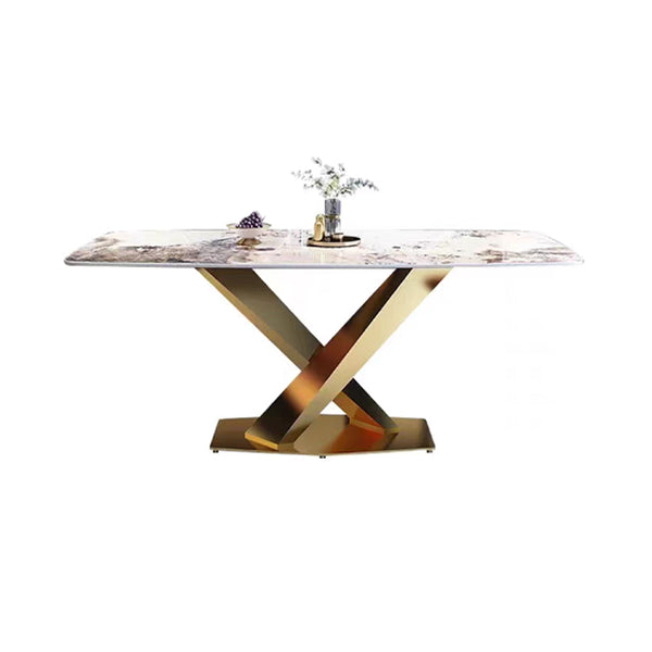 Orion Signature Sintered Stone X Leg Dining Table - Gold