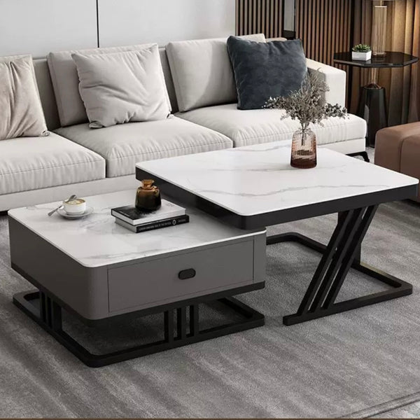 Jason Simple Z-Shaped Coffee Table Combination - Snow White