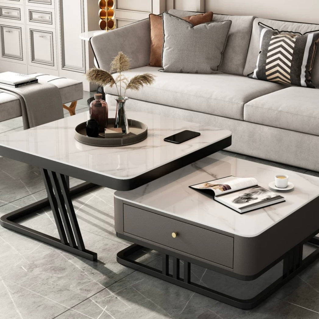 Jason Simple Z-Shaped Coffee Table Combination - Snow White