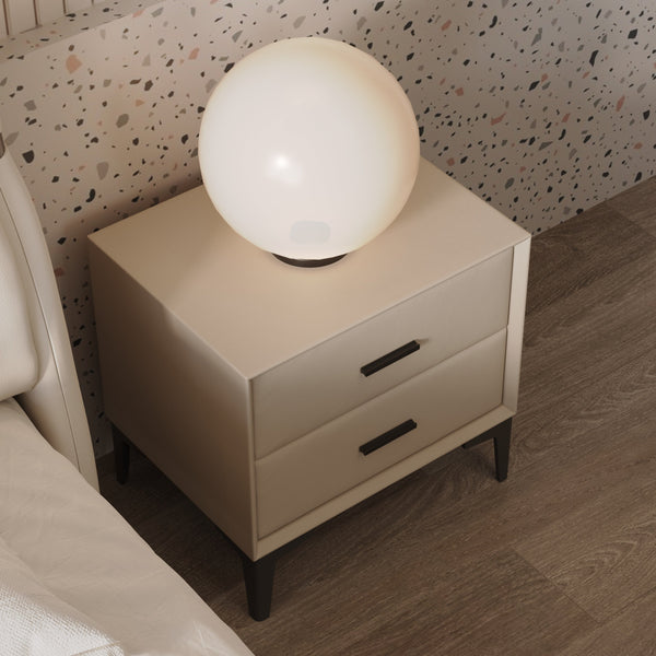 Amir PU leather Bedside Cabinet - Beige