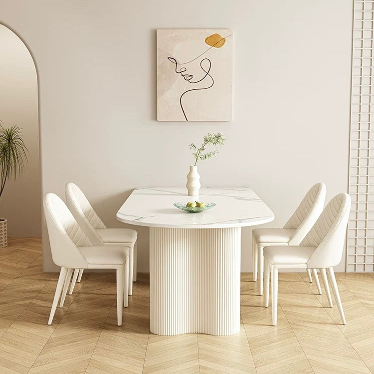 Brio Cream Wave Base Sintered Stone Dining Table