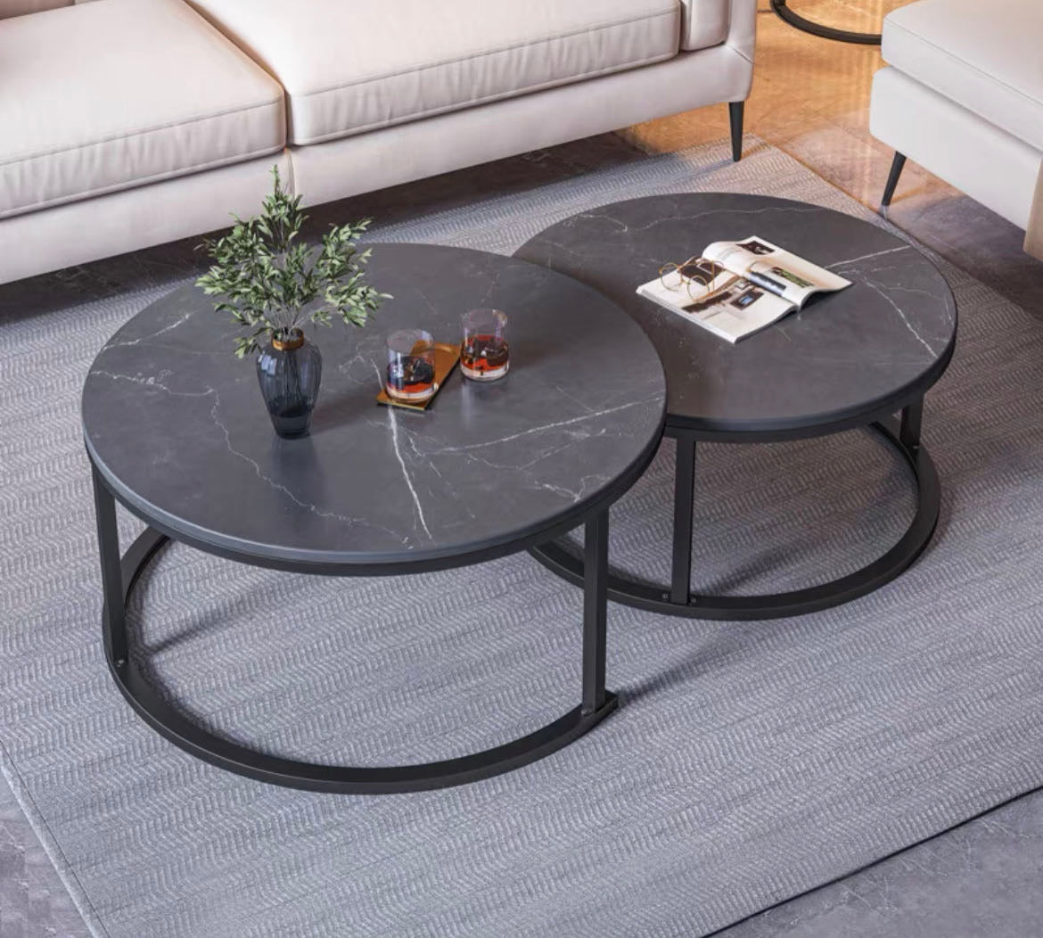 Gloria Luxurious Sinterted Stone Coffee Table Set - Matte Black