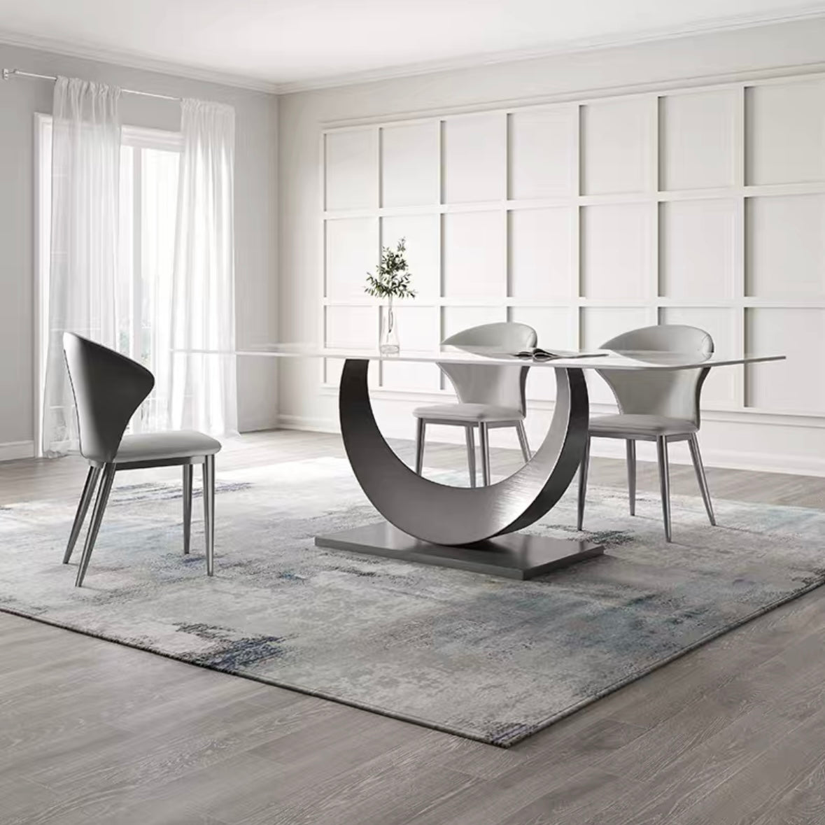 Vesuvio Sintered Stone Moon Shape Dinning Table