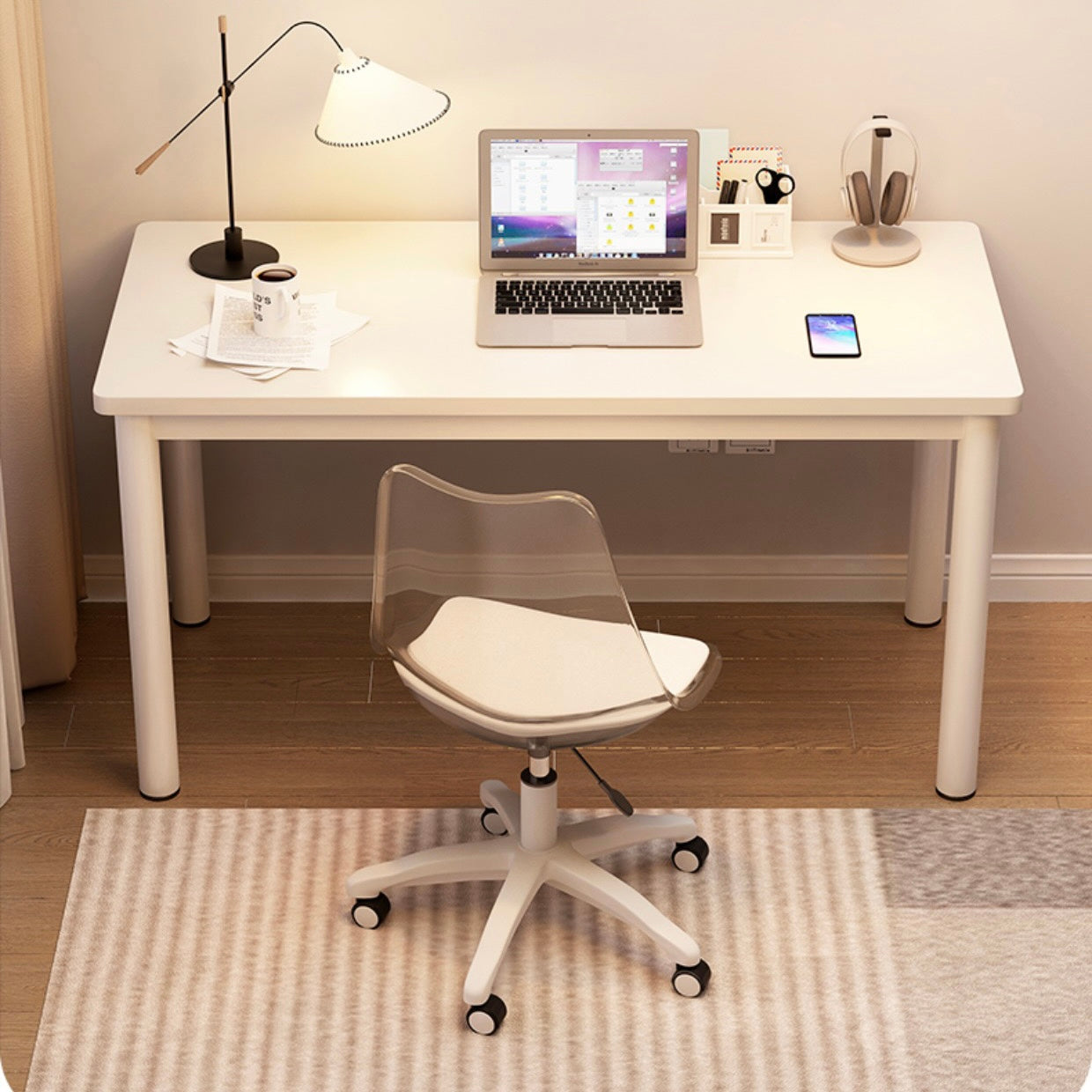 Camila White Simple Study Desk