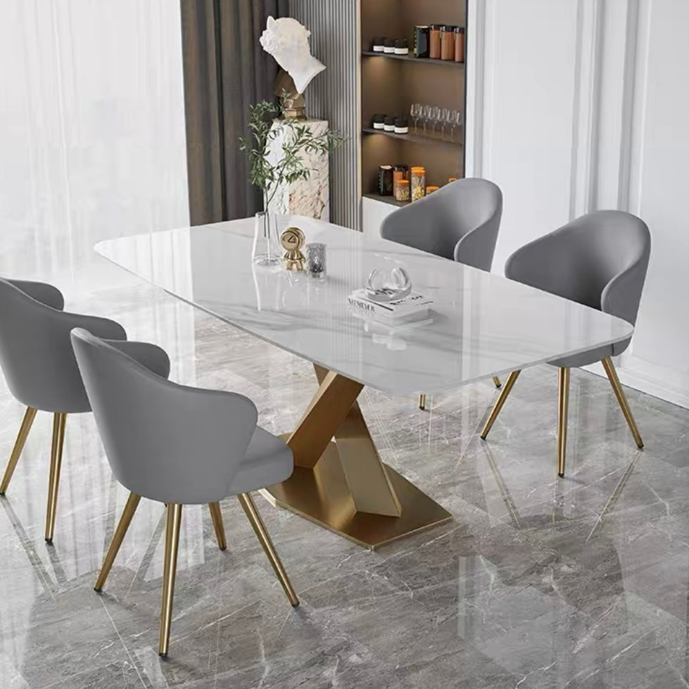 Orion Signature Sintered Stone X Leg Dining Table - Gold