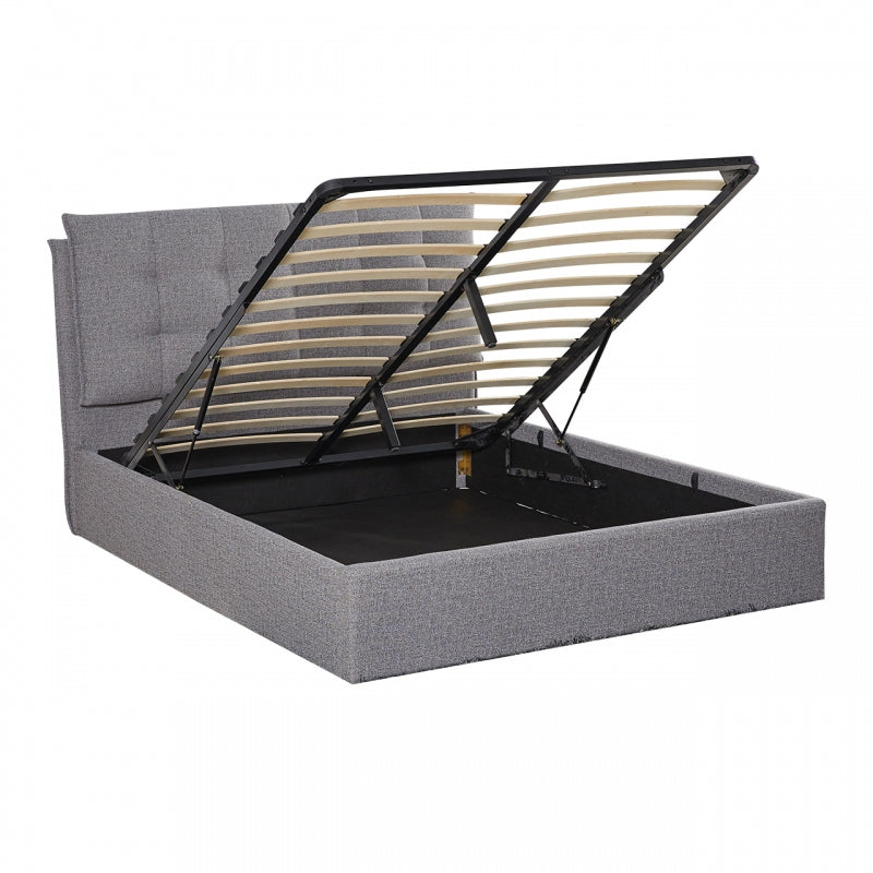 Grey gas lift high - quality fabric storage bed