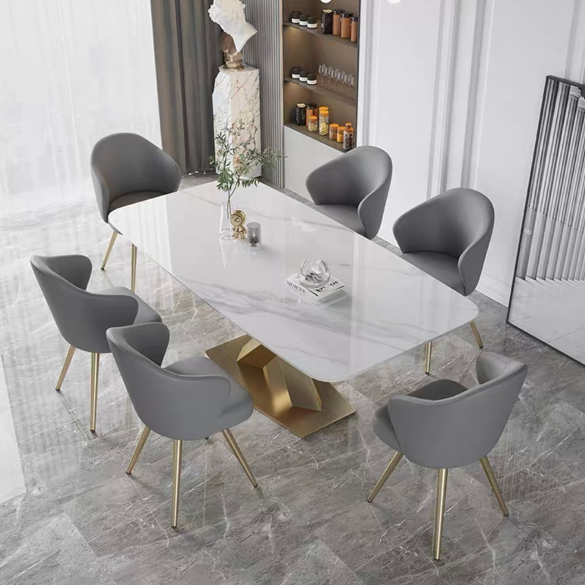 Orion Signature Sintered Stone X Leg Dining Table - Gold