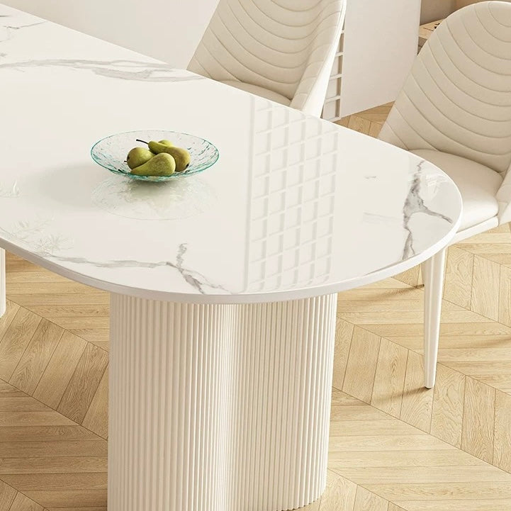 Brio Cream Wave Base Sintered Stone Dining Table