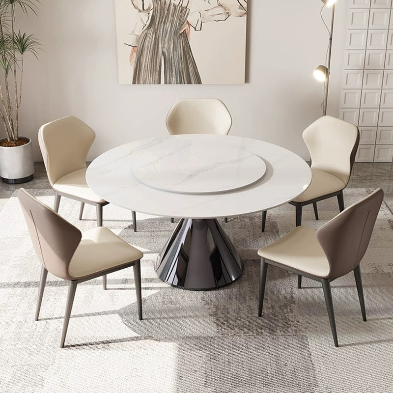 Fiora White Conical Base Sintered Stone Dining Table