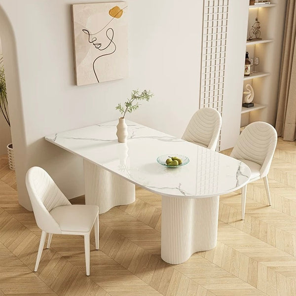 Brio Cream Wave Base Sintered Stone Dining Table