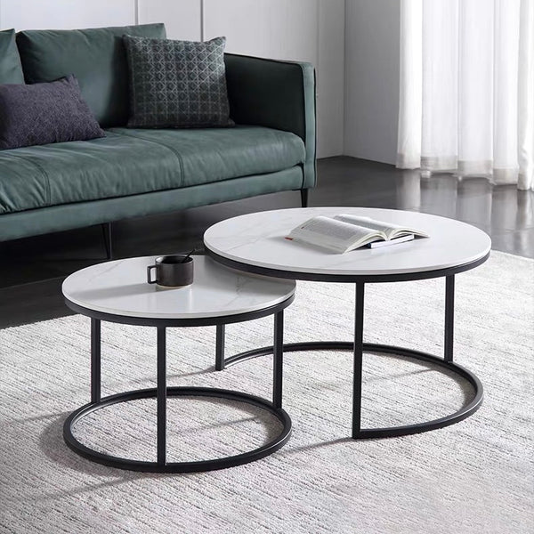 Gloria Luxurious Sinterted Stone Coffee Table Set - Matte White