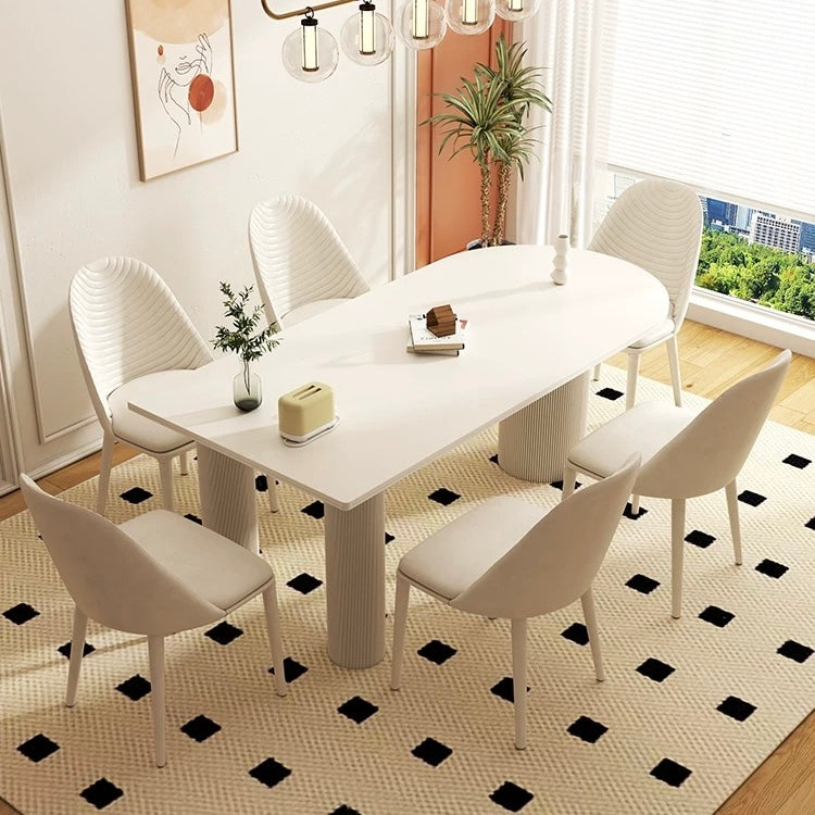 Cadenza Cream Column Base Sintered Stone Dining Table