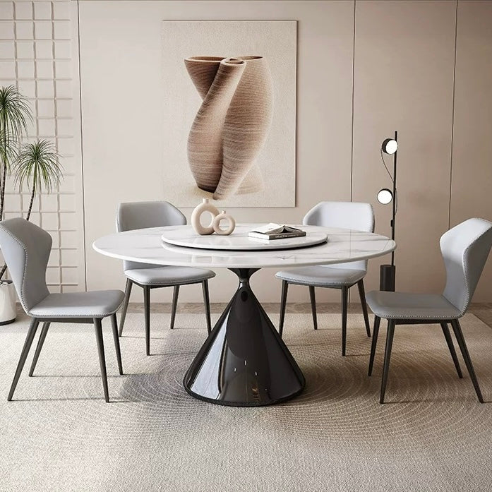 Fiora White Conical Base Sintered Stone Dining Table