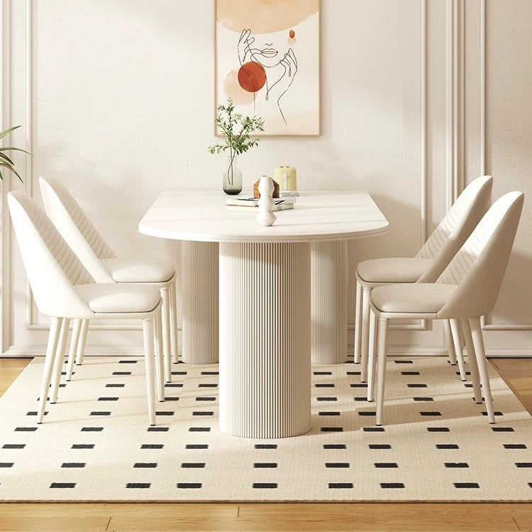 Cadenza Cream Column Base Sintered Stone Dining Table