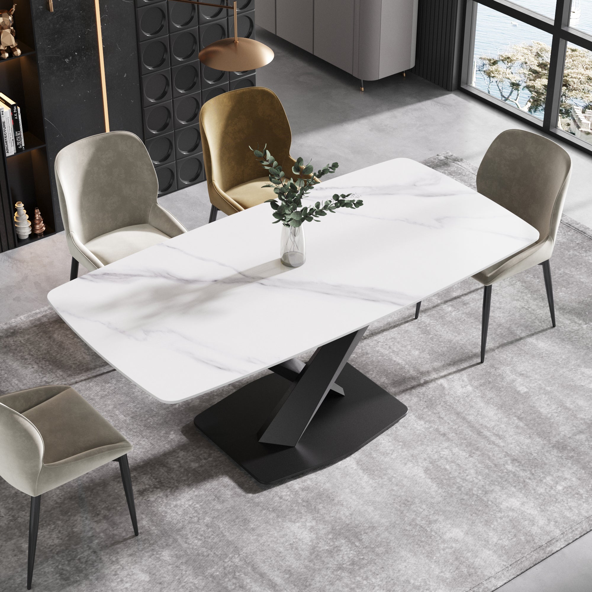 Orion Signature Sintered Stone X Leg Dining Table