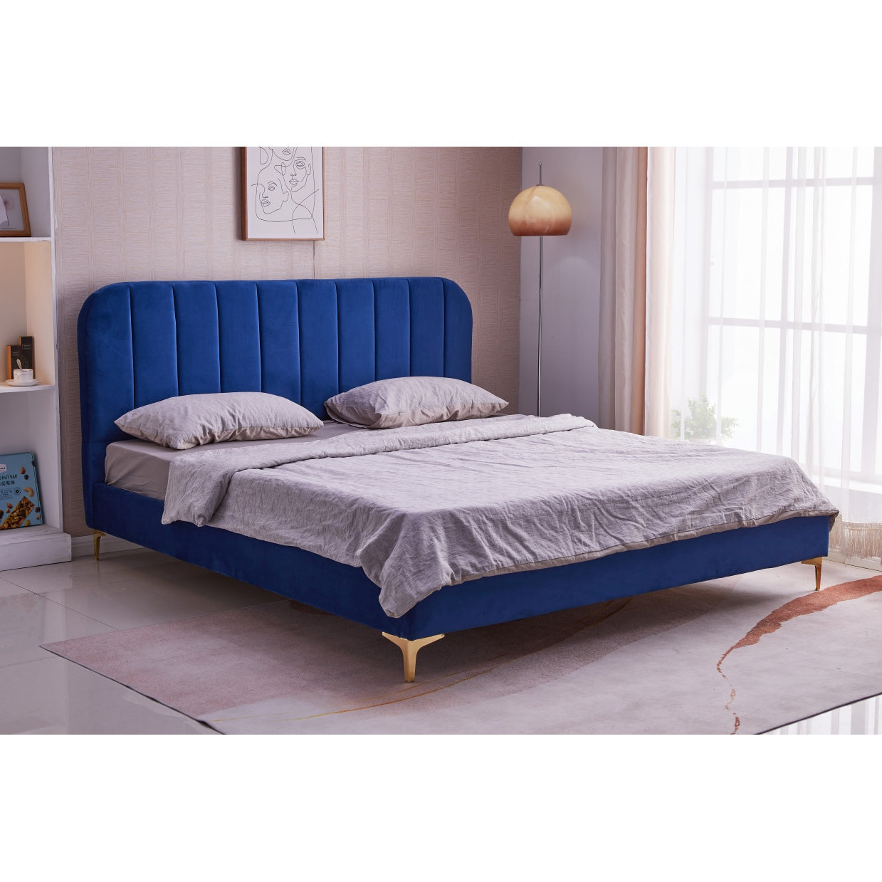 Joshua Velvet Fabric Bed Frame - King Size