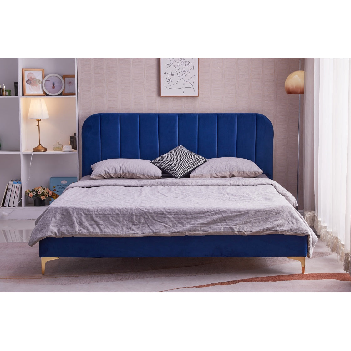 Joshua Velvet Fabric Bed Frame - King Size