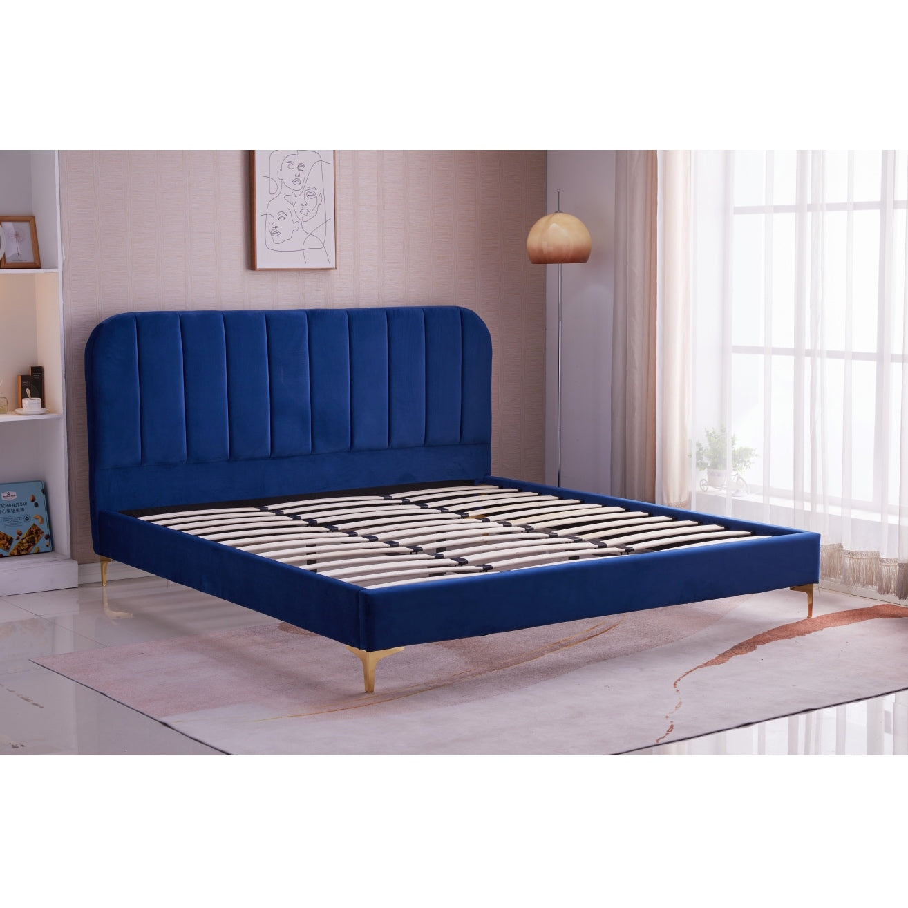 Joshua Velvet Fabric Bed Frame - King Size