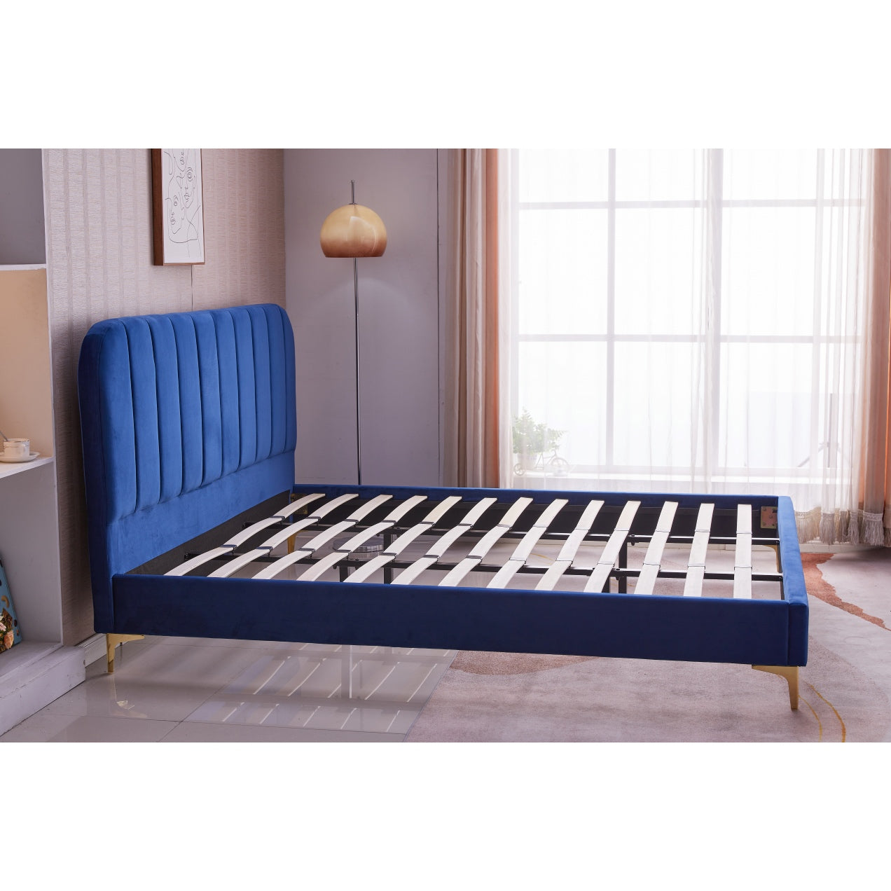 Joshua Velvet Fabric Bed Frame - King Size