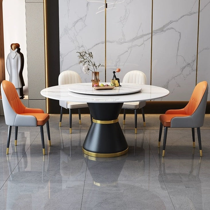 Marilyn Snow White Sintered Stone Round Dining Table