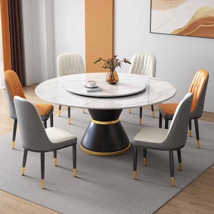 Marilyn Snow White Sintered Stone Round Dining Table