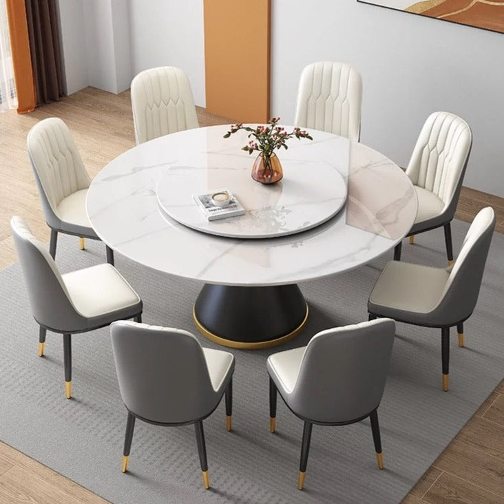 Marilyn Snow White Sintered Stone Round Dining Table