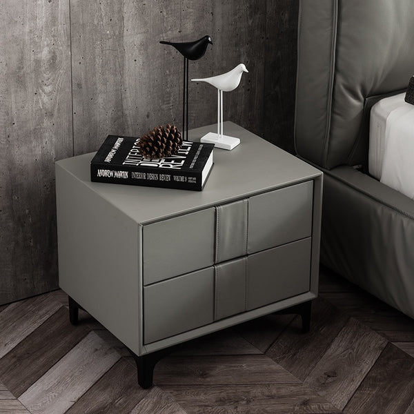 Bennett PU Leather Bedside Cabinet - Gray