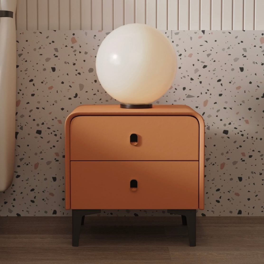 Dylan PU leather Bedside Cabinet - Orange