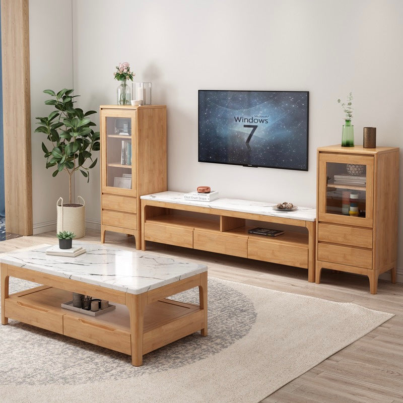 Blair Luxe Marble Top Solid Wood TV Stand