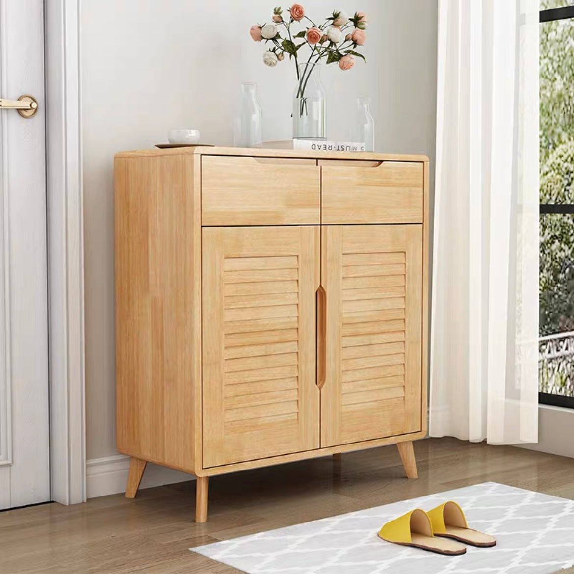 Annie Solid Wood Shoe Cabinet - Two Doors