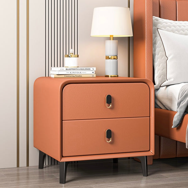 Dylan PU leather Bedside Cabinet - Orange