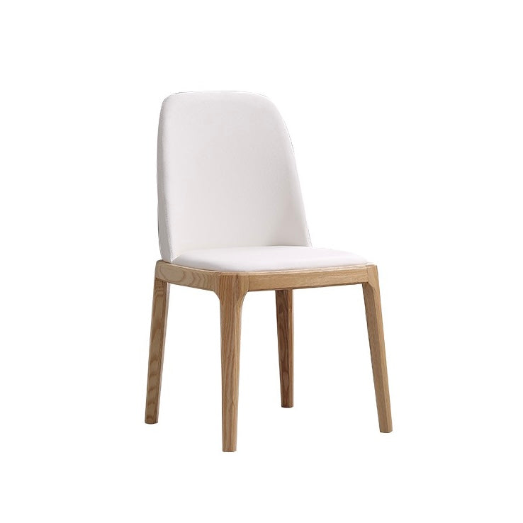 Chuck Luxe PU Leather and Solid Wood Dining Chair - White