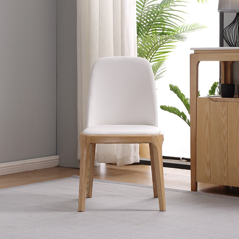 Chuck Luxe PU Leather and Solid Wood Dining Chair - White