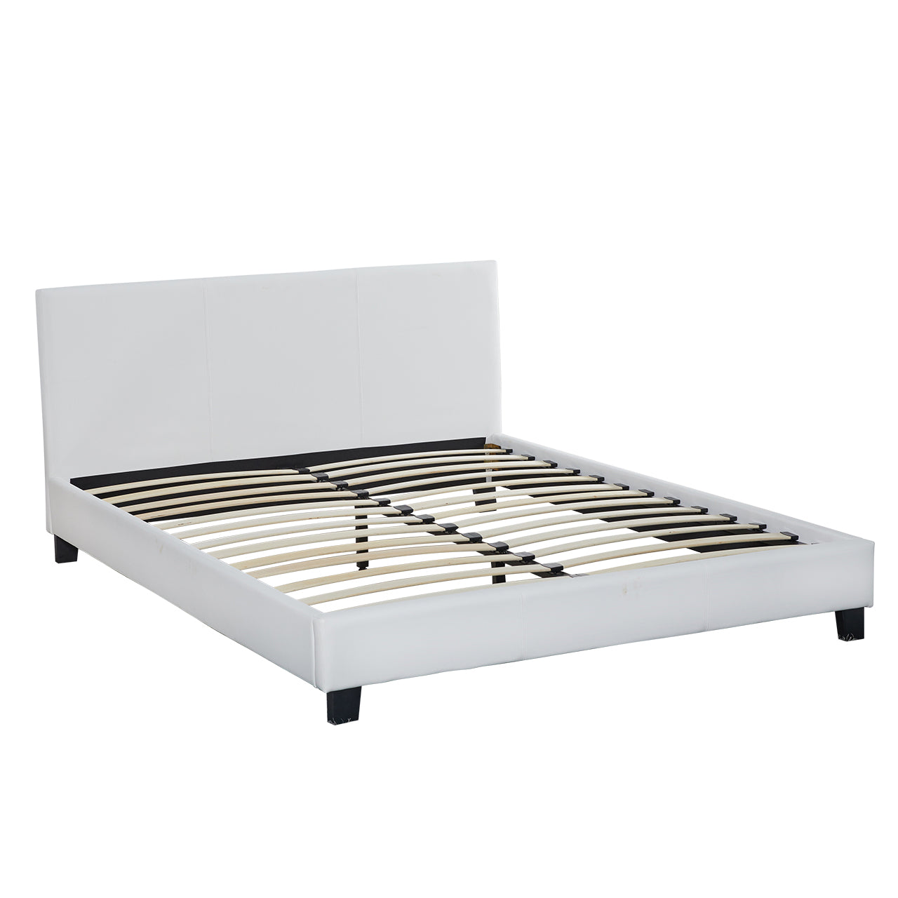 Drake Simple PU Leather Bed Frame - White