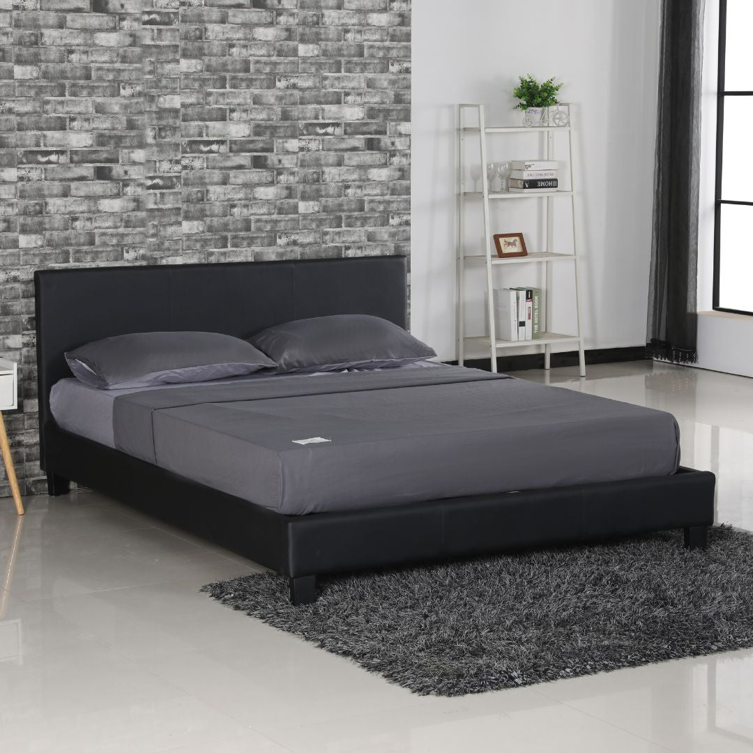 Drake Simple PU Leather Bed Frame - Black