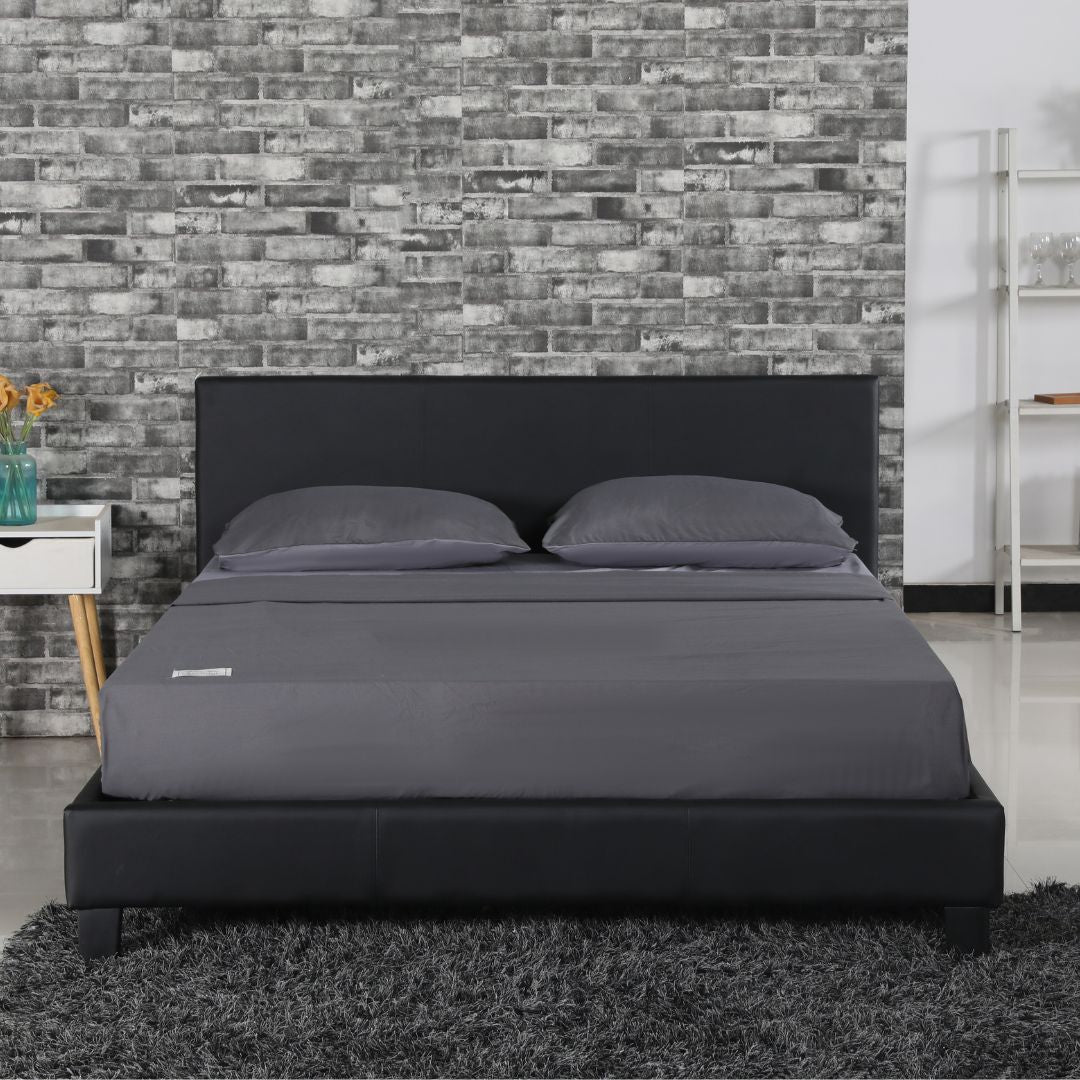 Drake Simple PU Leather Bed Frame - Black