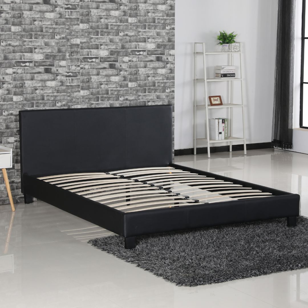 Drake Simple PU Leather Bed Frame - Black