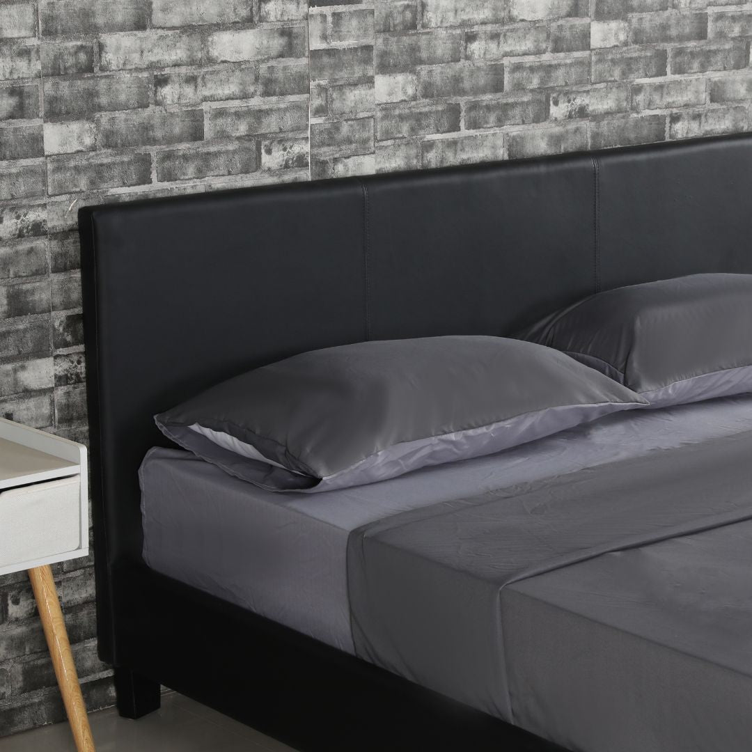 Drake Simple PU Leather Bed Frame - Black