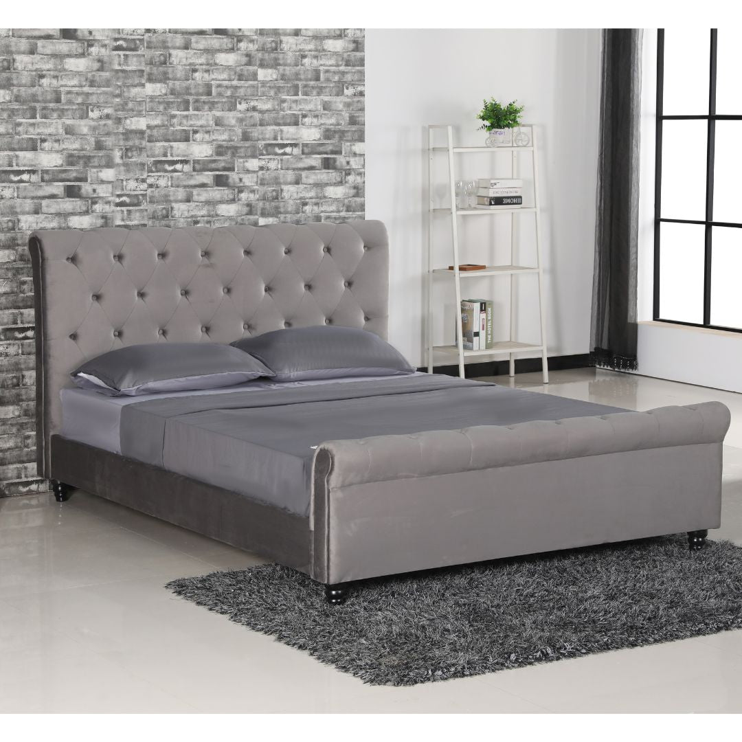 Aurora Velvet Headboard Bed Frame