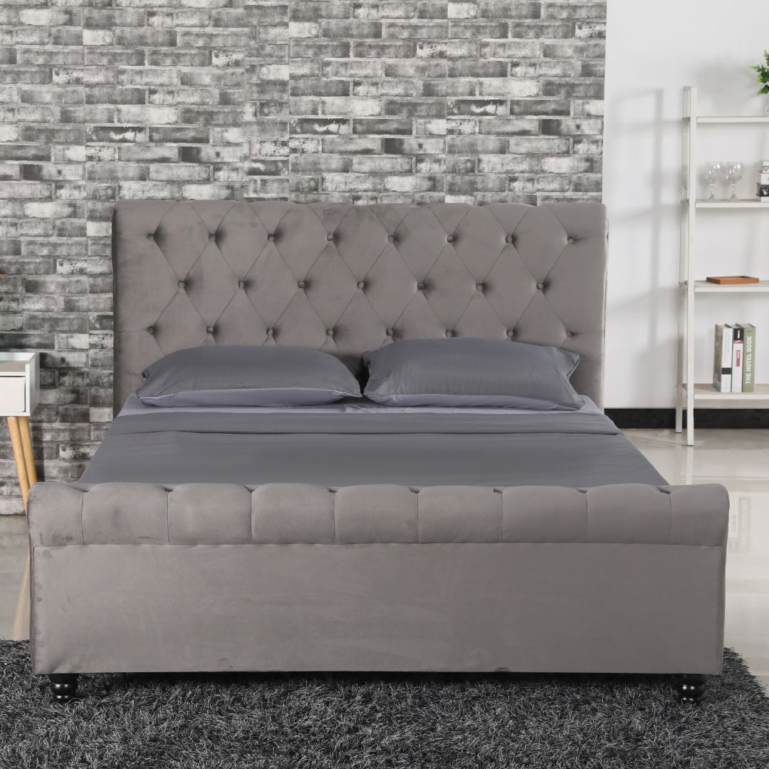 Aurora Velvet Headboard Bed Frame