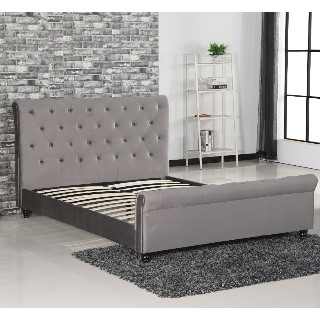 Aurora Velvet Headboard Bed Frame