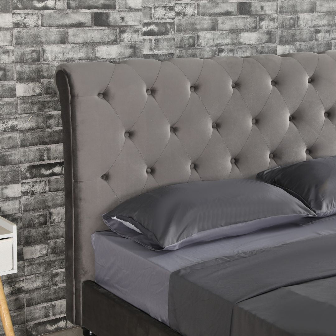 Aurora Velvet Headboard Bed Frame