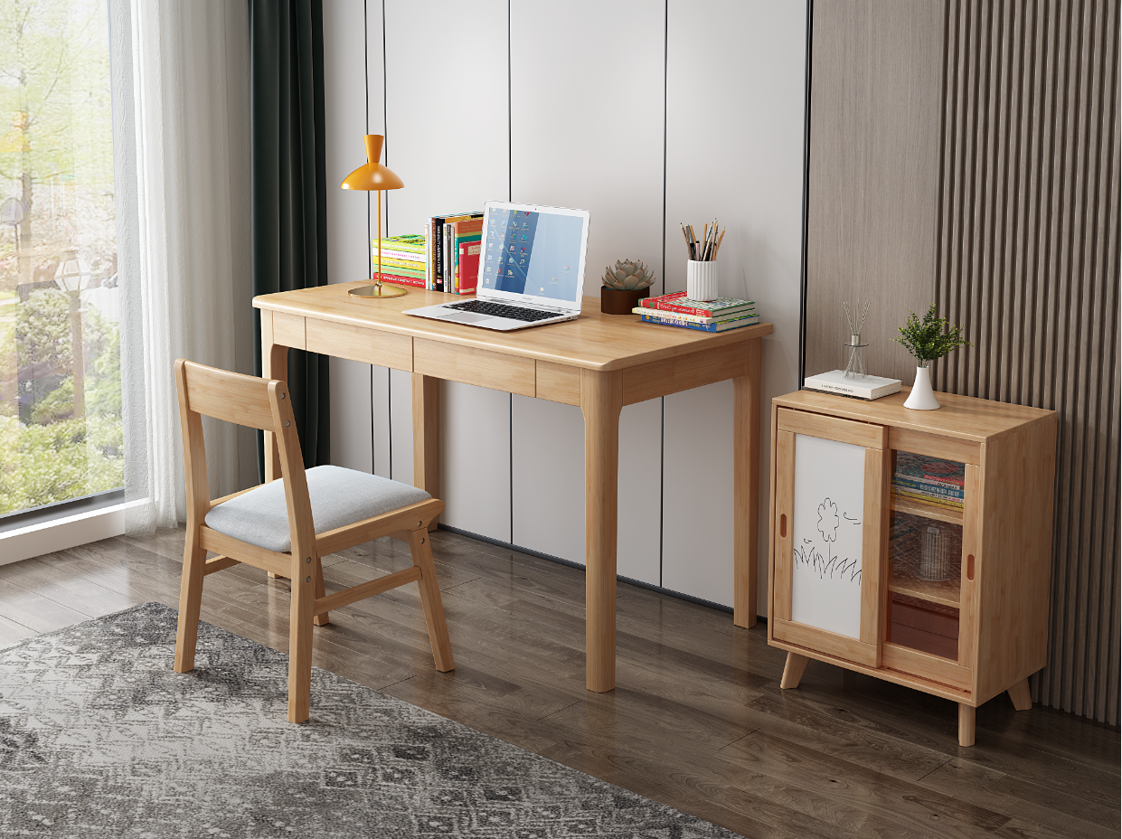 Branko Solid Wood Peninsula Desk - 1.2M