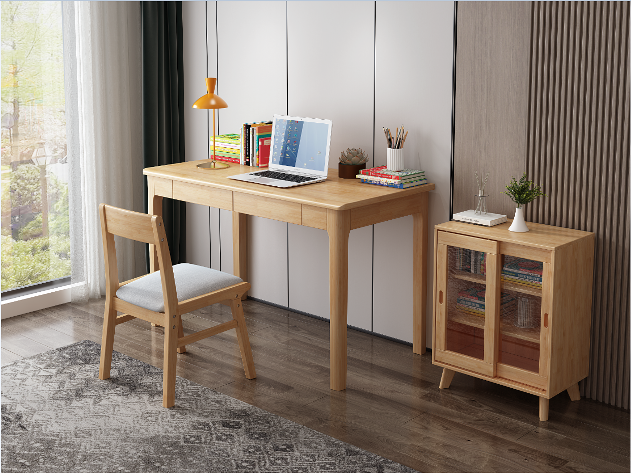 Branko Solid Wood Peninsula Desk - 1.2M