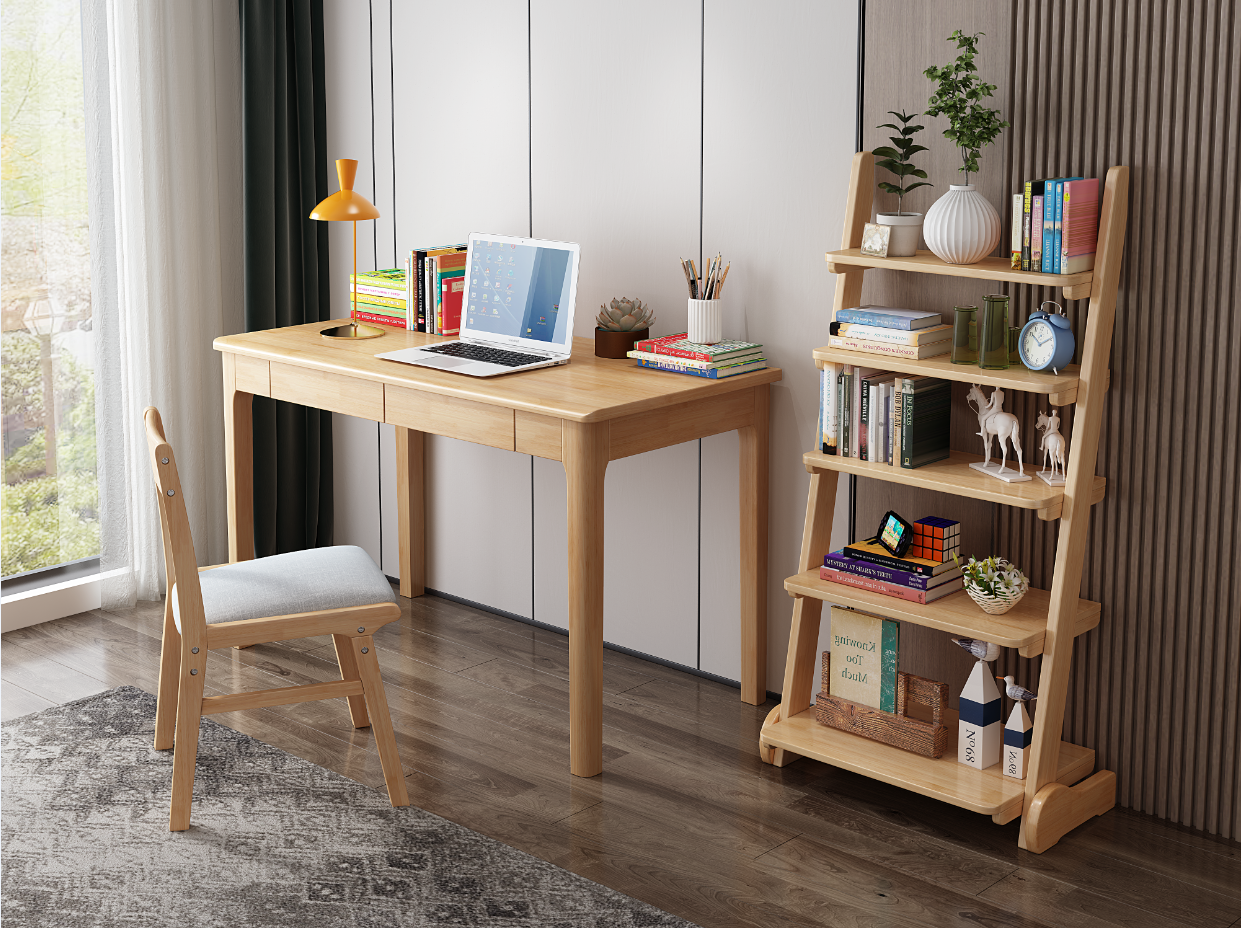 Branko Solid Wood Peninsula Desk - 1.2M